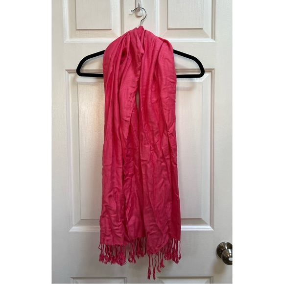 [Pashmina] Bright Pink Fringe Scarf - Picture 1 of 3